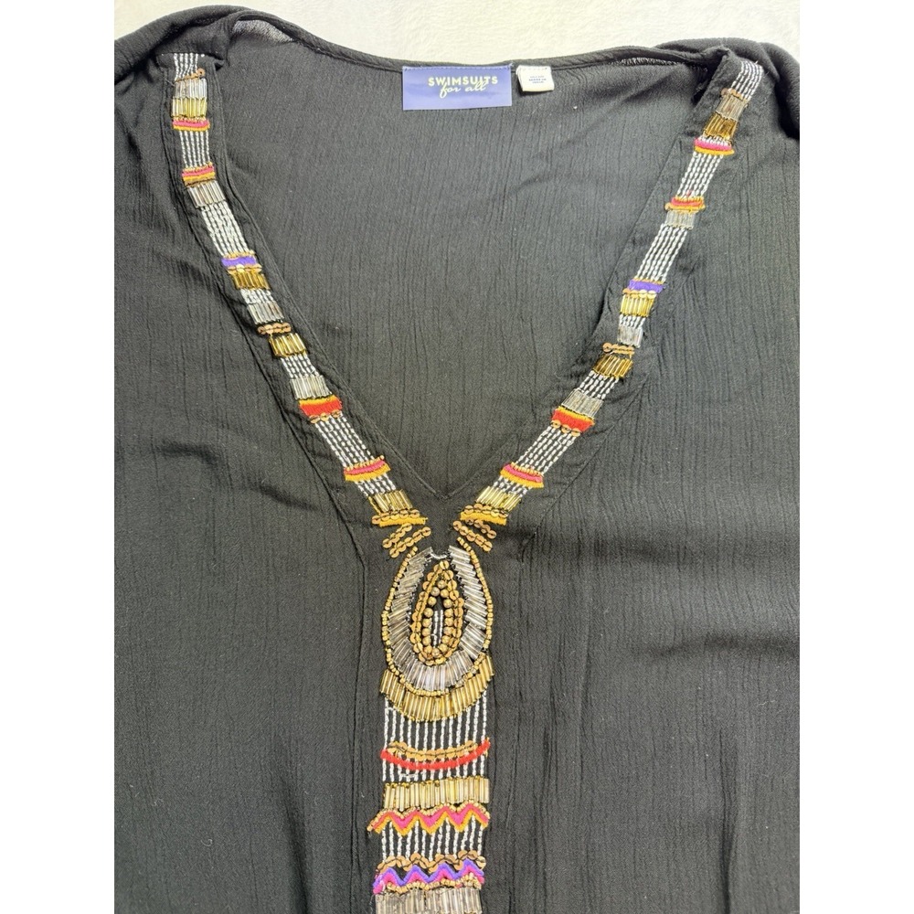 Swimsuits For All Cover Up Womens 18/20 Black Beaded Native American Aztec READ